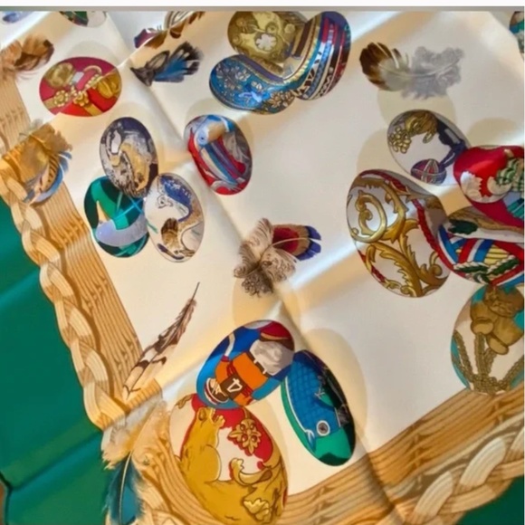 100% Authentic Vintage HERMES Carre 90, Fabrege Eggs, 100% silk, French - Picture 1 of 5